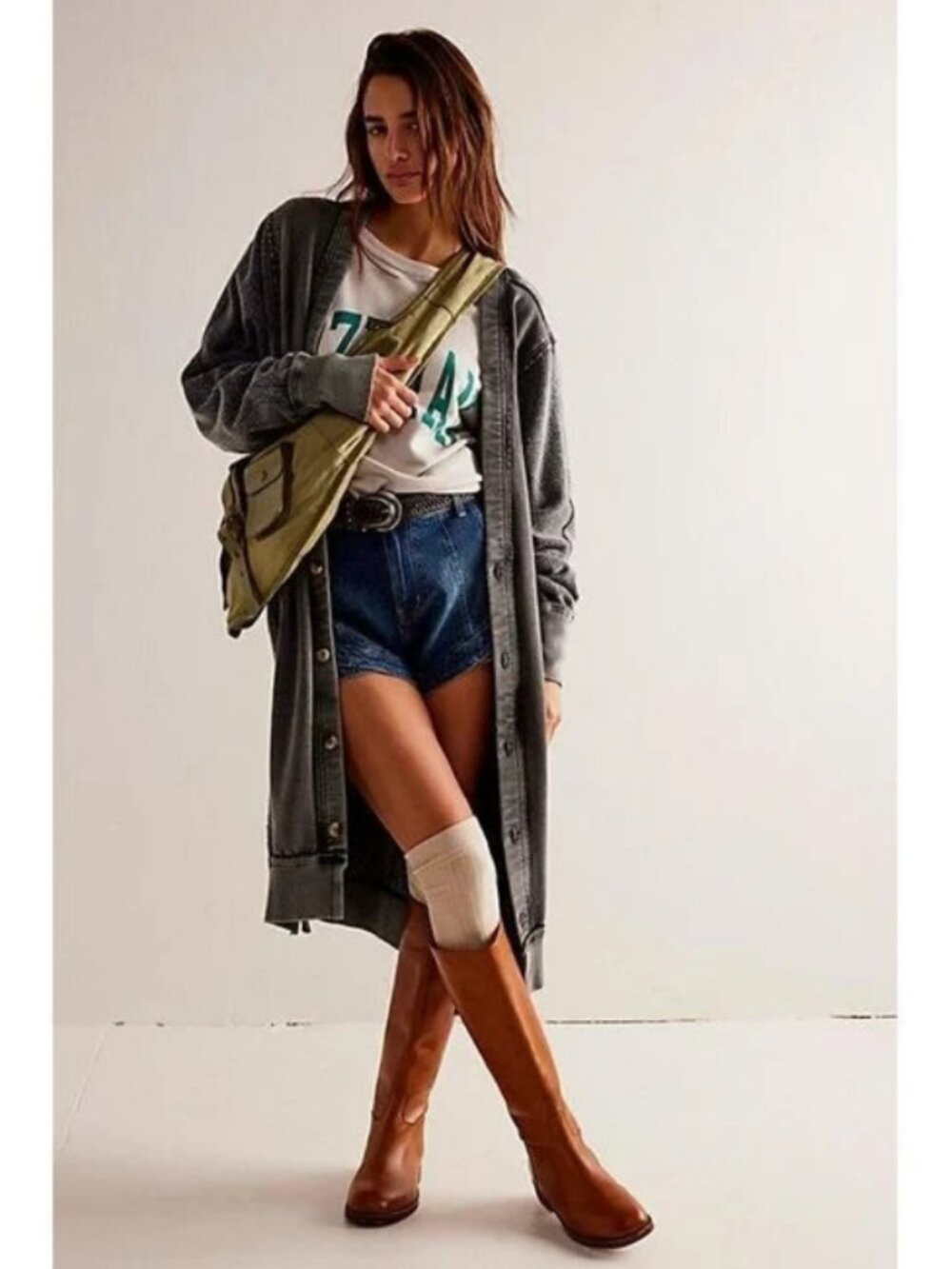 Free People We The Free Dreamy Blue Cardi Dolman Sleeves Button-Up Dress S